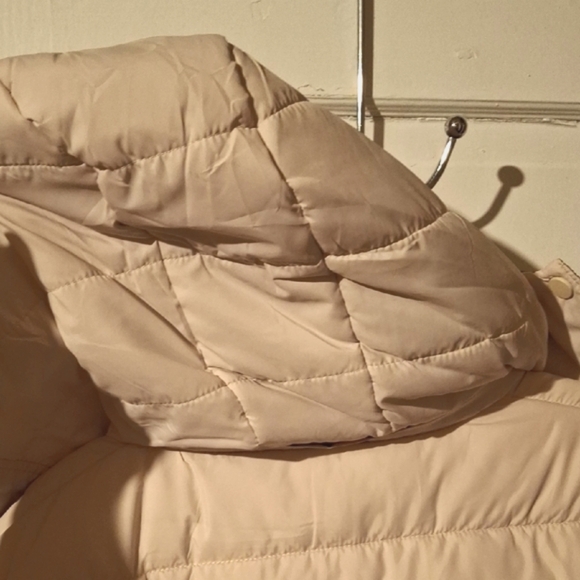 Cream Quilted Puffer Coat with Hood - Picture 6 of 6